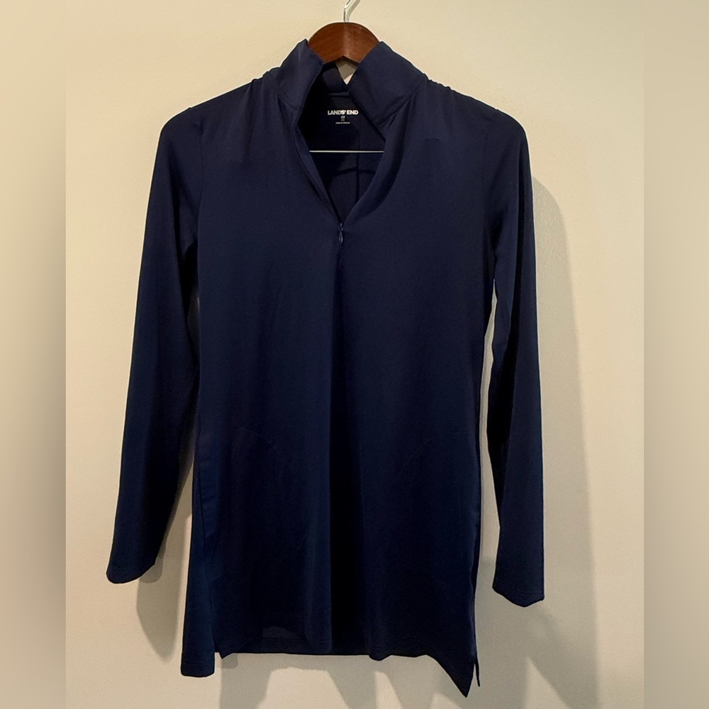 Lands' End Deep Blue Zip-Up Active Dress Size XS